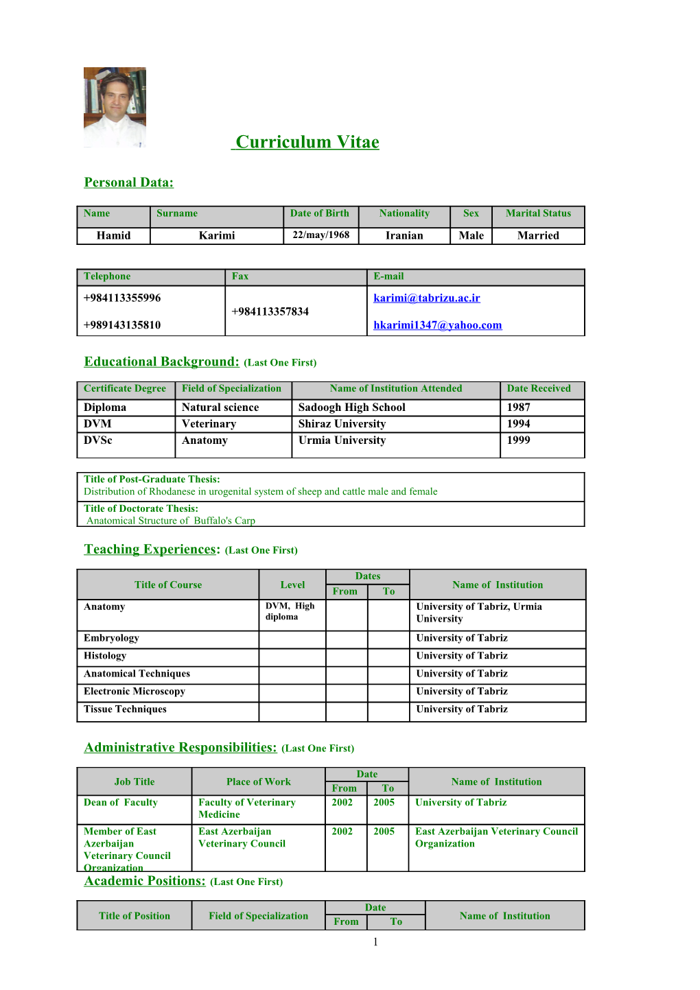 Curriculum Vitae s169