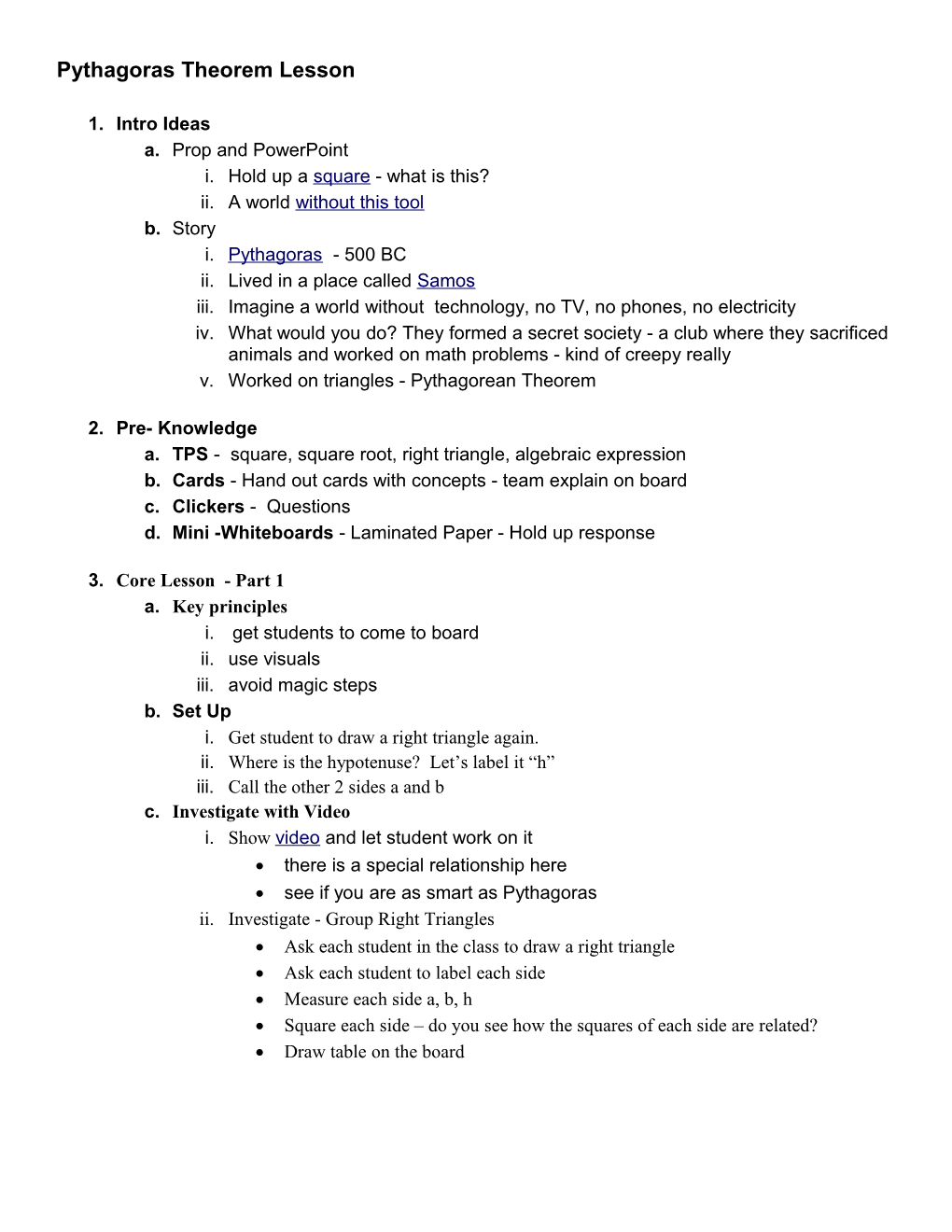 Pythagoras Theorem Lesson