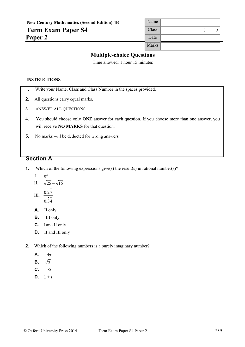 Oxford Canotta Maths