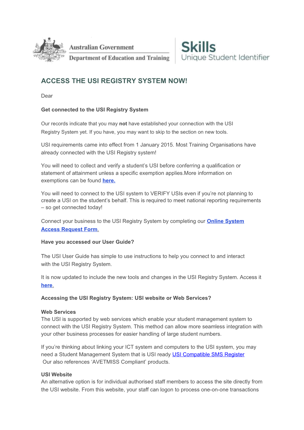 Access the Usi Registry System Now!