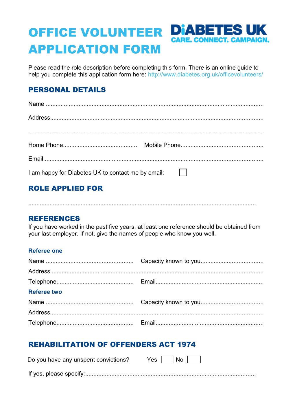 Volunteer Application Form s17