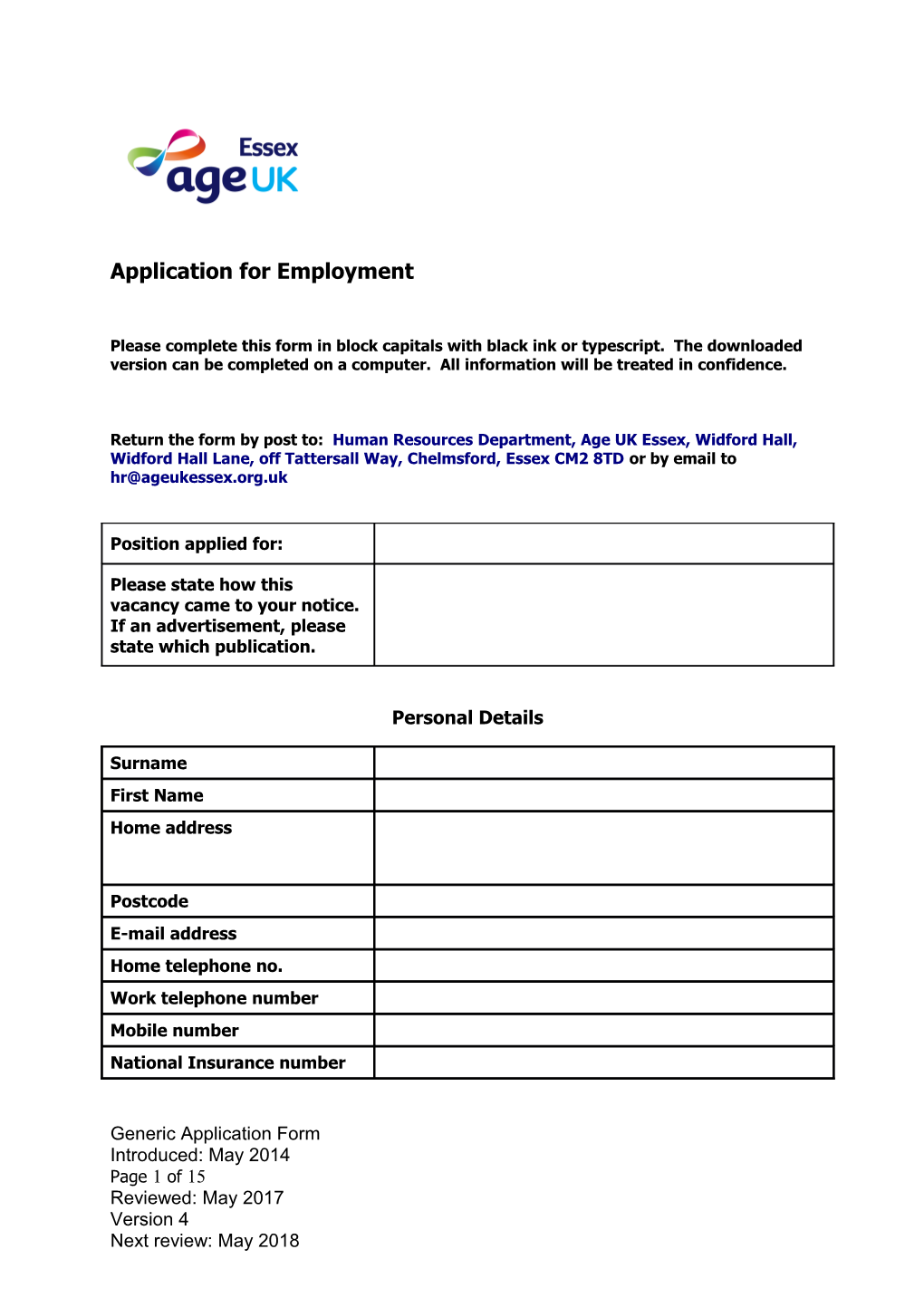 Application for Employment s81