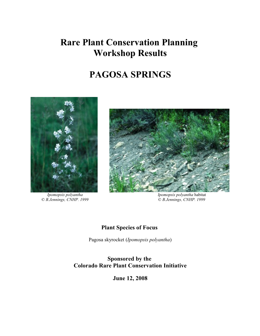 PAGOSA: Rare Plant Conservation Planning Workshop