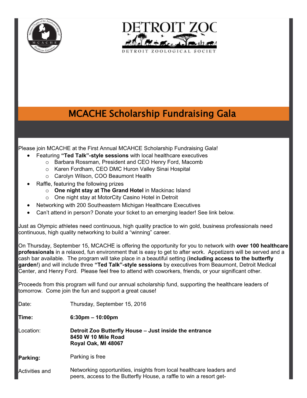MCACHE Scholarship Fundraising Gala