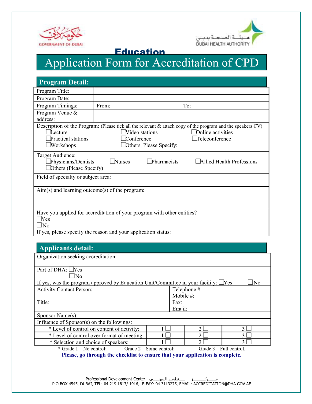 Accreditation Form - CME