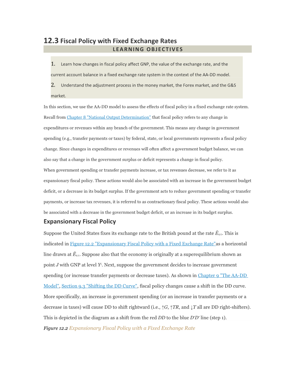 12.3Fiscal Policy with Fixed Exchange Rates