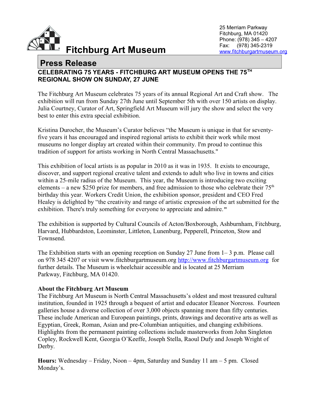 Fitchburg Art Museum Regional Show