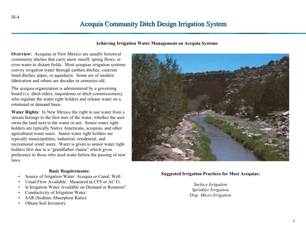 Acequia Community Ditches
