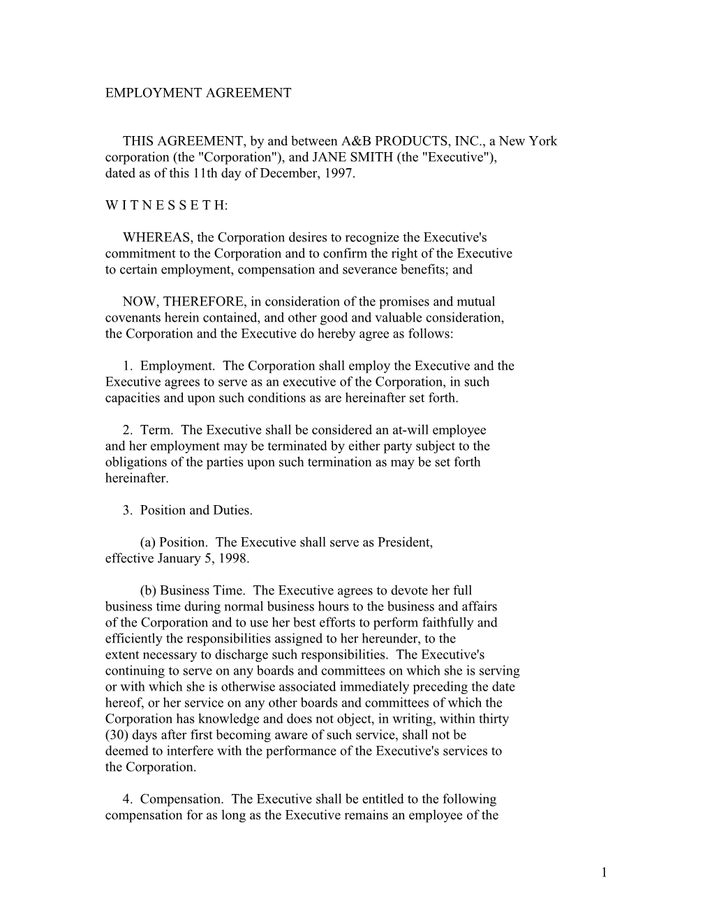 THIS AGREEMENT, by and Between A&B PRODUCTS, INC., a New York