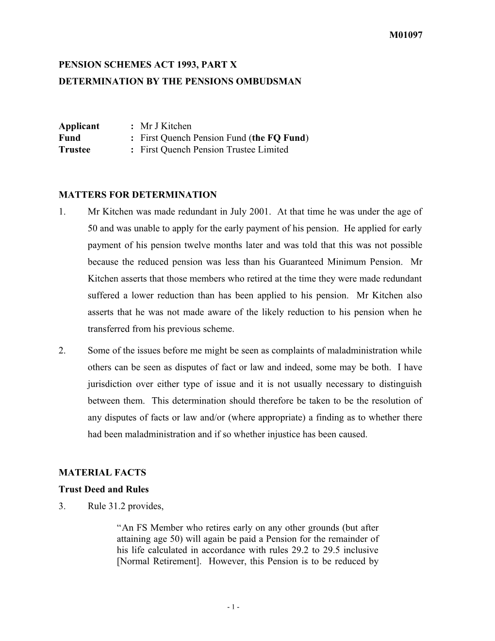 Pension Schemes Act 1993, Part X s65