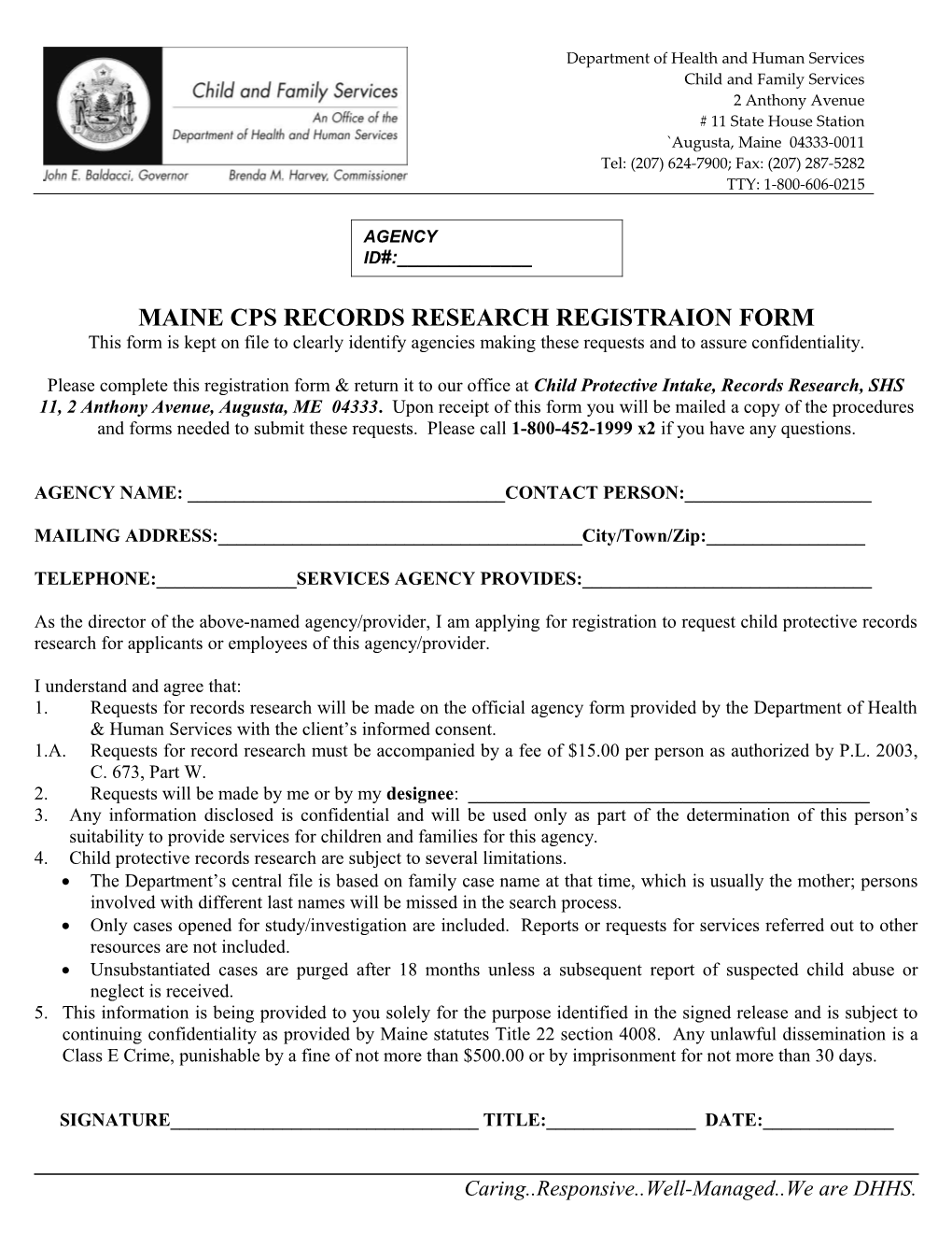 Maine Cps Records Research Registraion Form