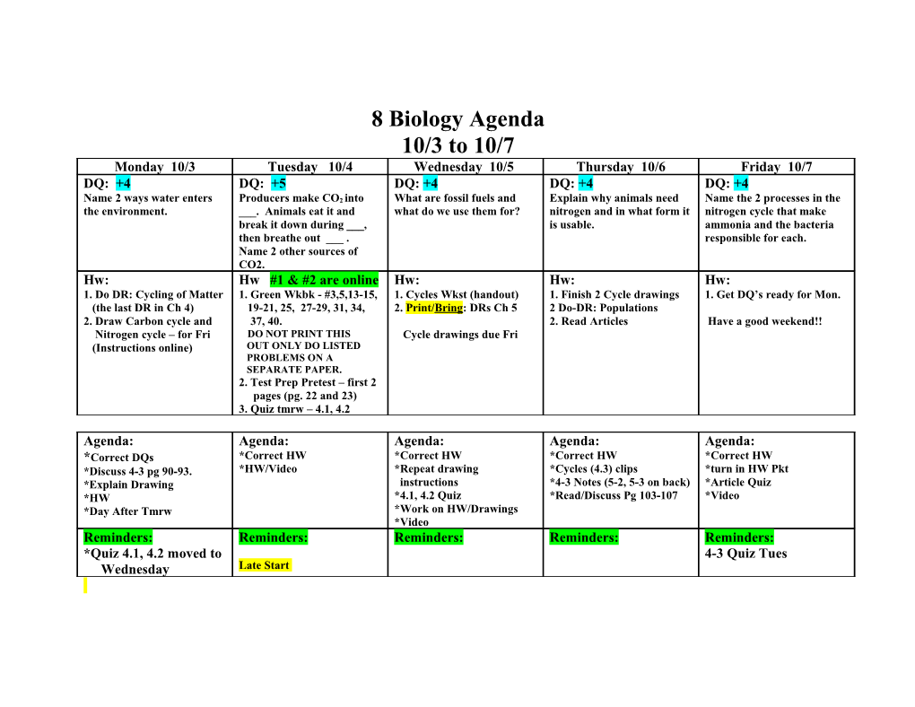 Highlight = Documents to Print Highlight = Points Highlight = Important Reminders