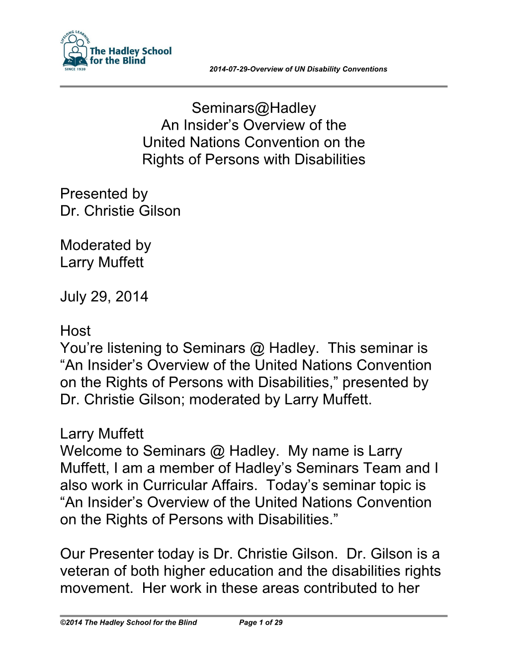 2014-07-29-Overview of UN Disability Conventions