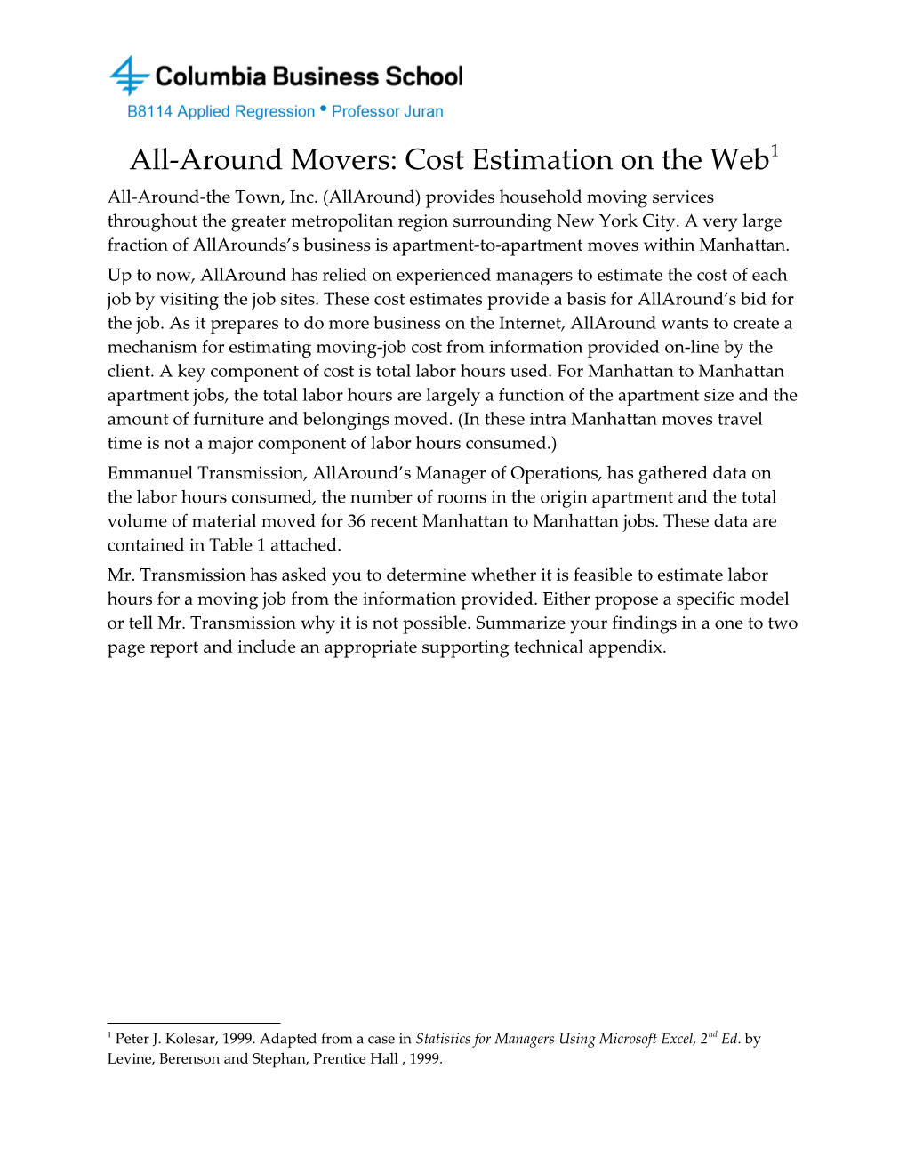 All-Around Movers: Cost Estimation on the Web 1