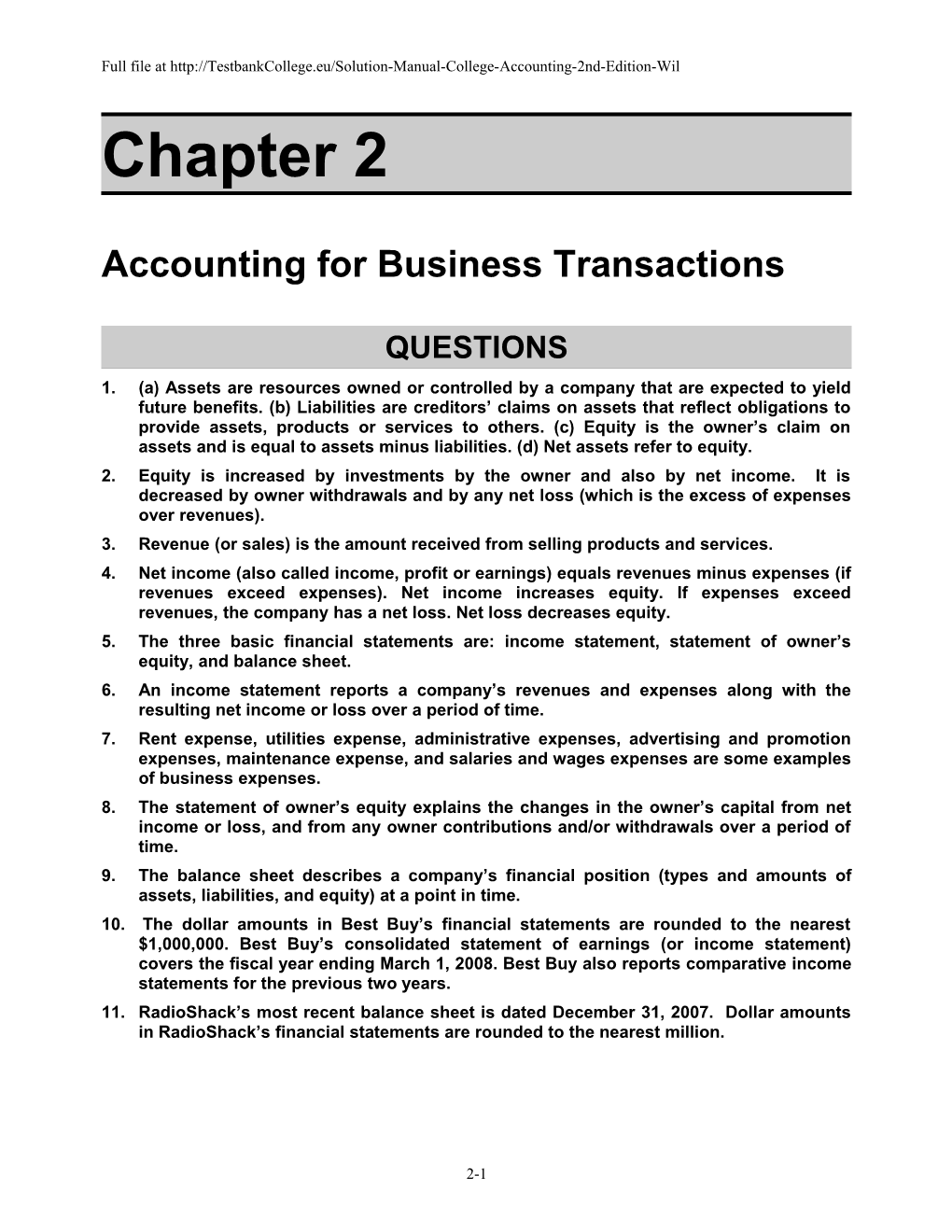 Accounting for Business Transactions