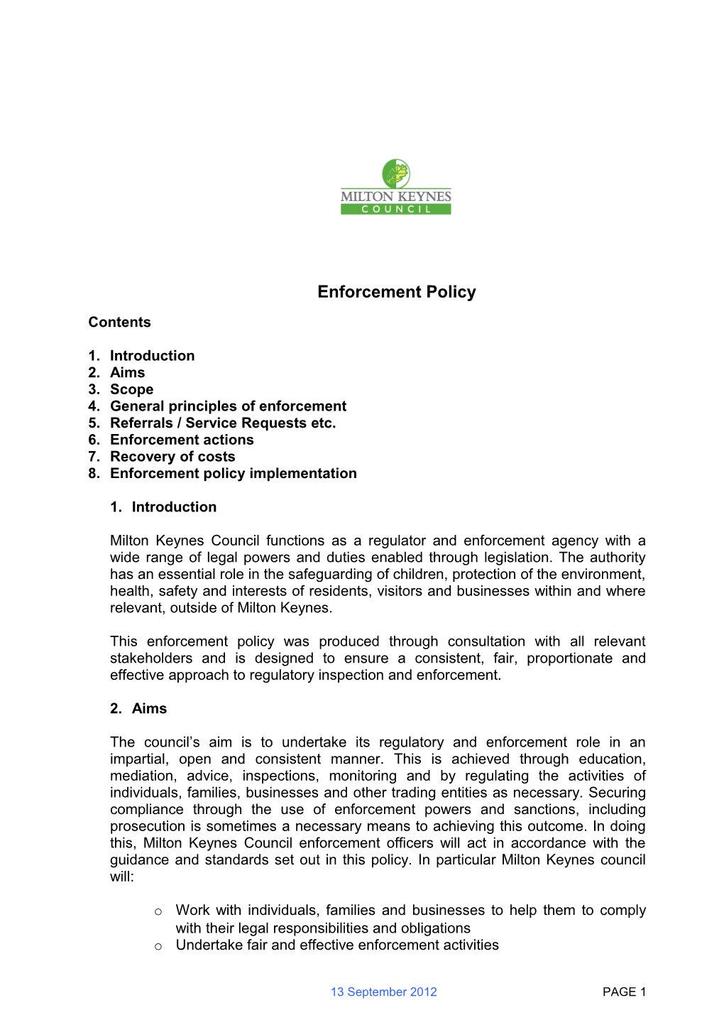 Enforcement Policy
