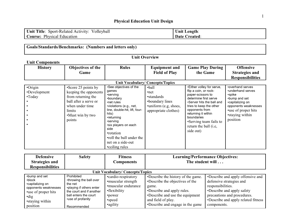 Science Unit Plan s2