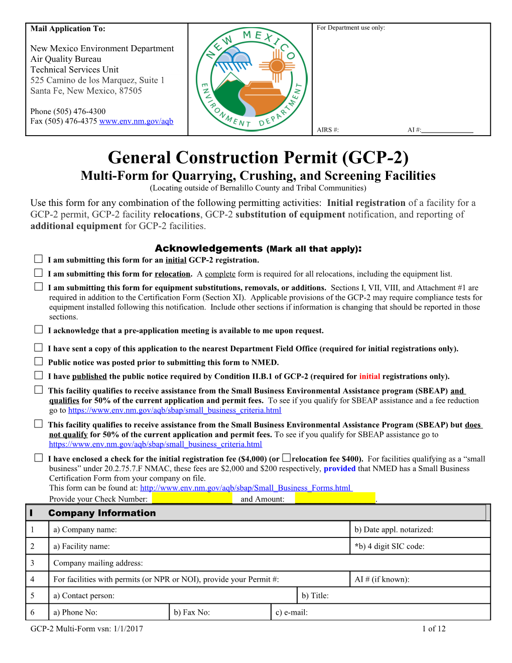 I Am Submitting This Form for an Initial GCP-2 Registration