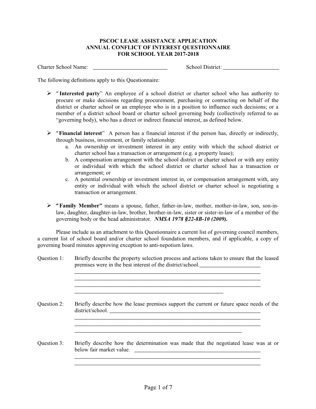 Psfa Lease Application