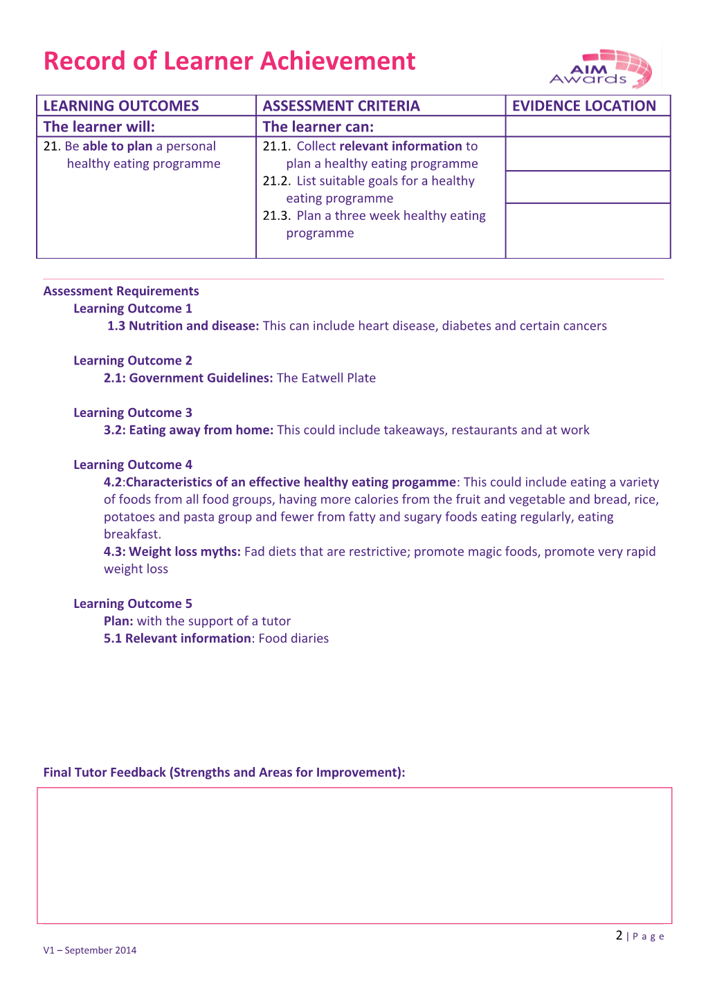 Assessment Requirements s1
