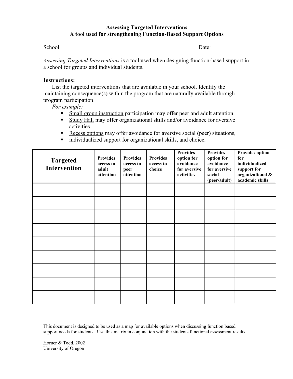 Matching Function of Behavior to Available Resources