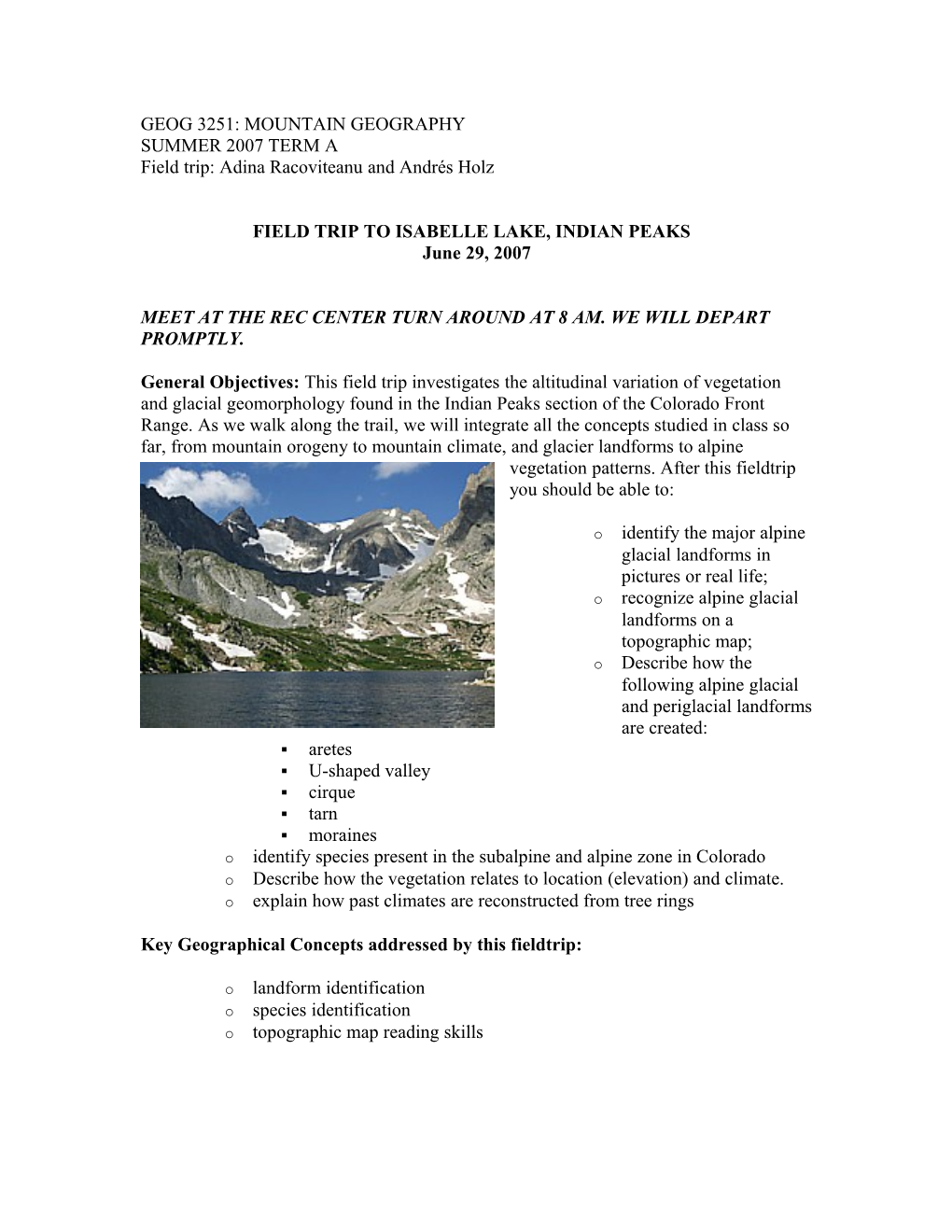 Geog 3251: Mountain Geography