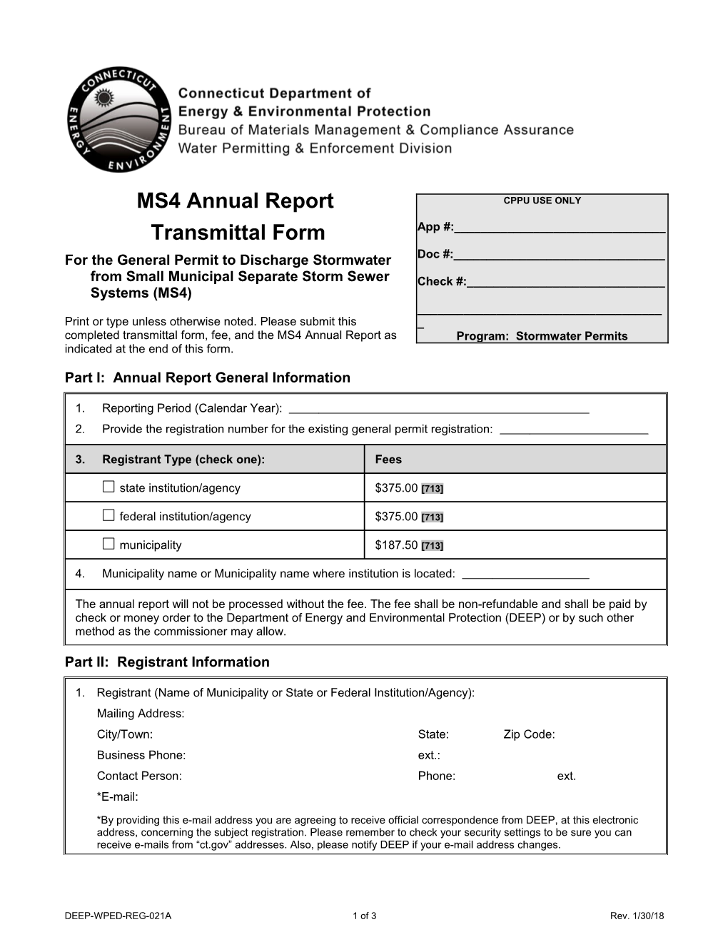 General Permit Registration Form to Name of Activity