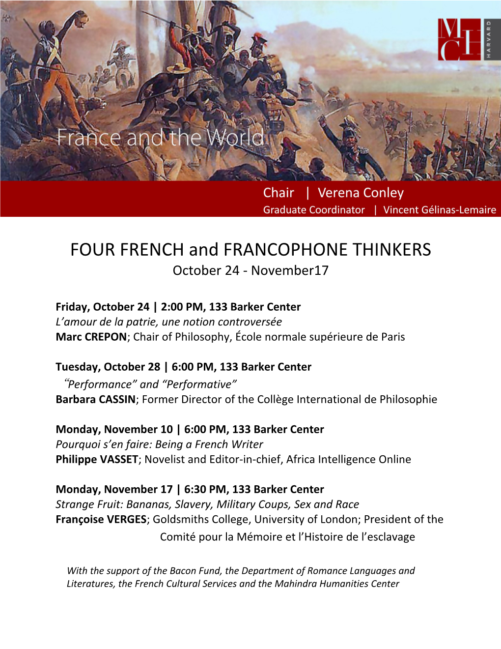 FOUR FRENCH and FRANCOPHONE THINKERS