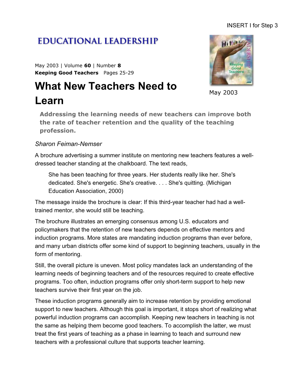 What New Teachers Need to Learn