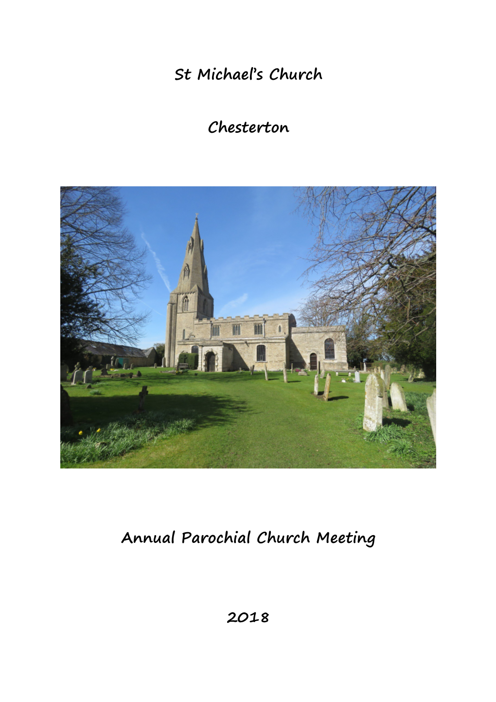 Agenda for the Annual Parochial Church Meeting