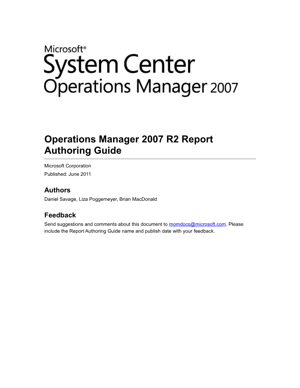 Operations Manager 2007 R2 Report Authoring Guide