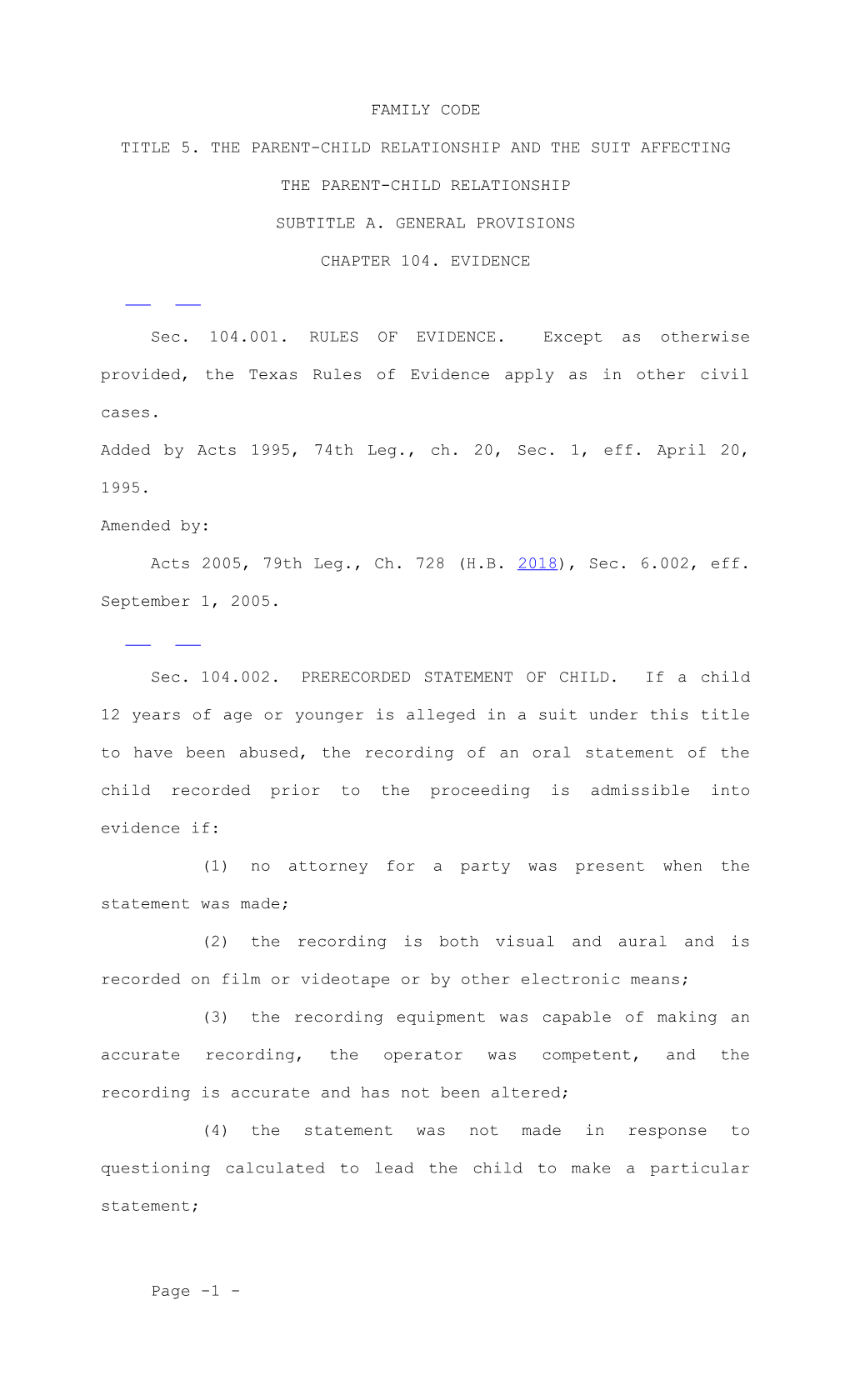 Title 5. the Parent-Child Relationship and the Suit Affecting the Parent-Child Relationship