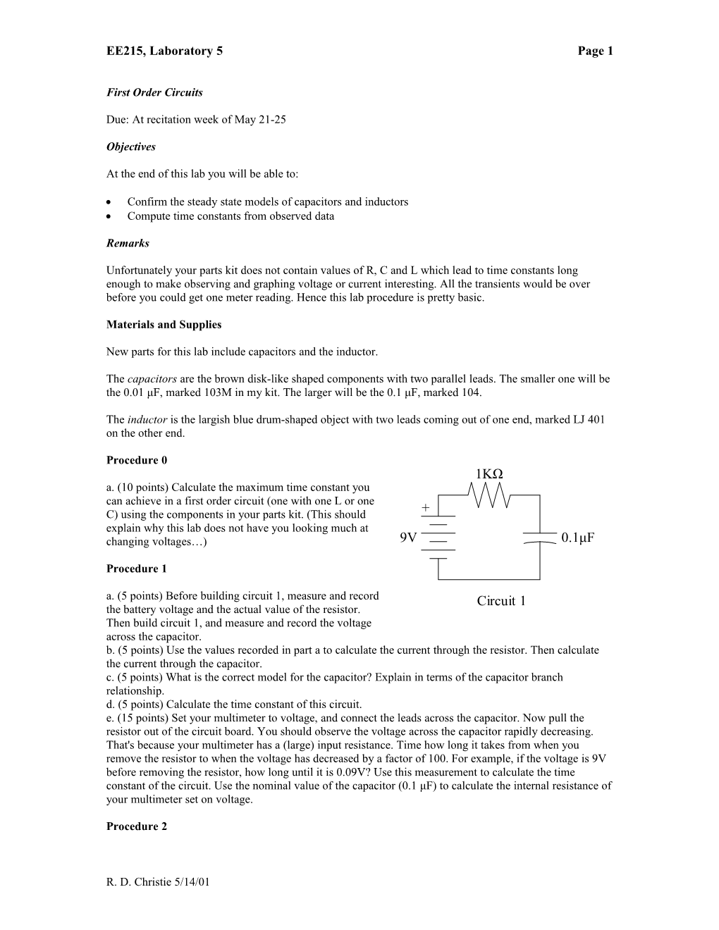 First Order Circuits