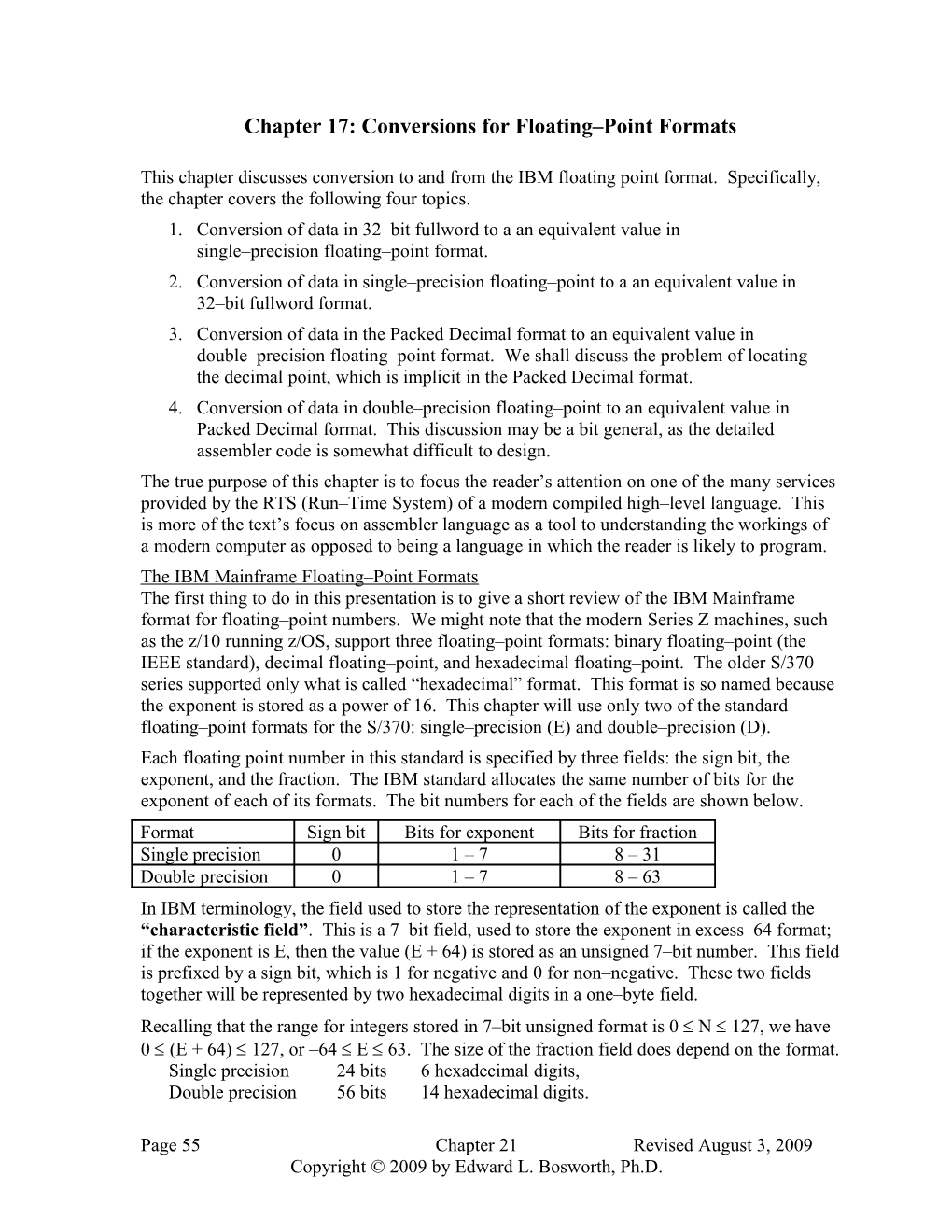 Conversions for Floating Point Formats