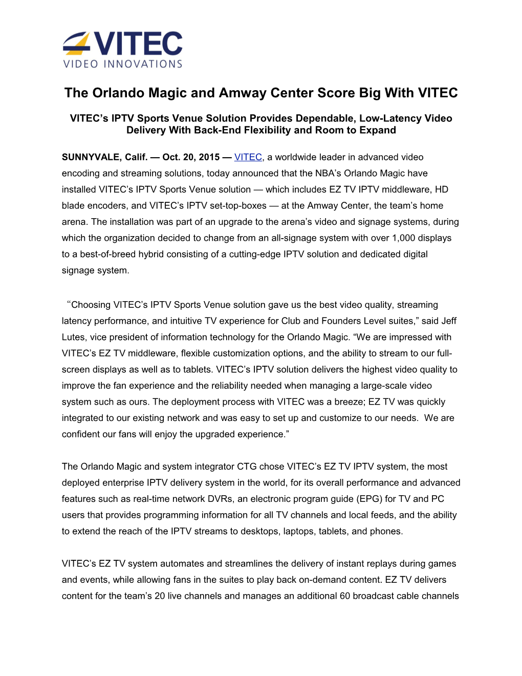 The Orlando Magic and Amway Center Score Big with VITEC