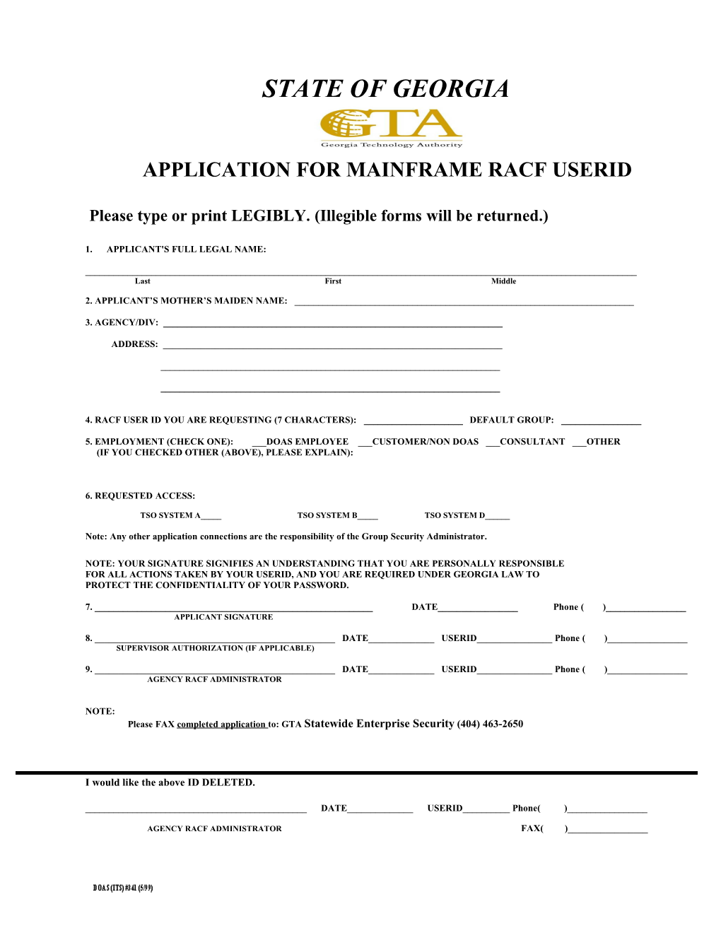 Application for Mainfrane Racf Userid