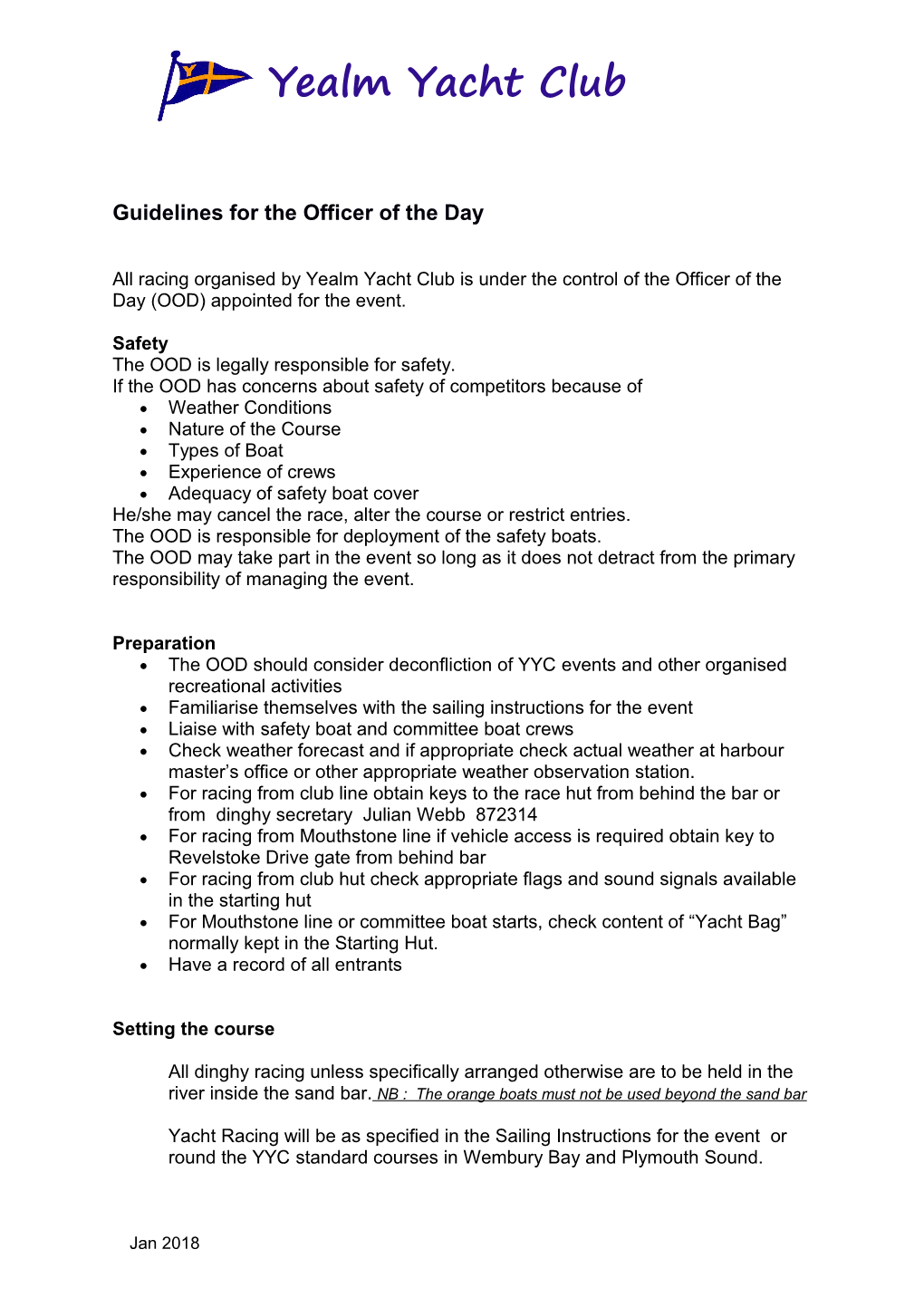 Guidelines for the Officer of the Day
