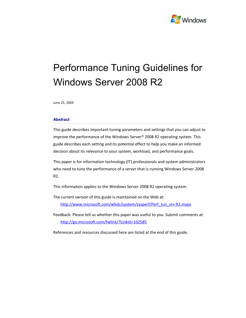 Performance Tuning Guidelines For Windows Server 2008 R2