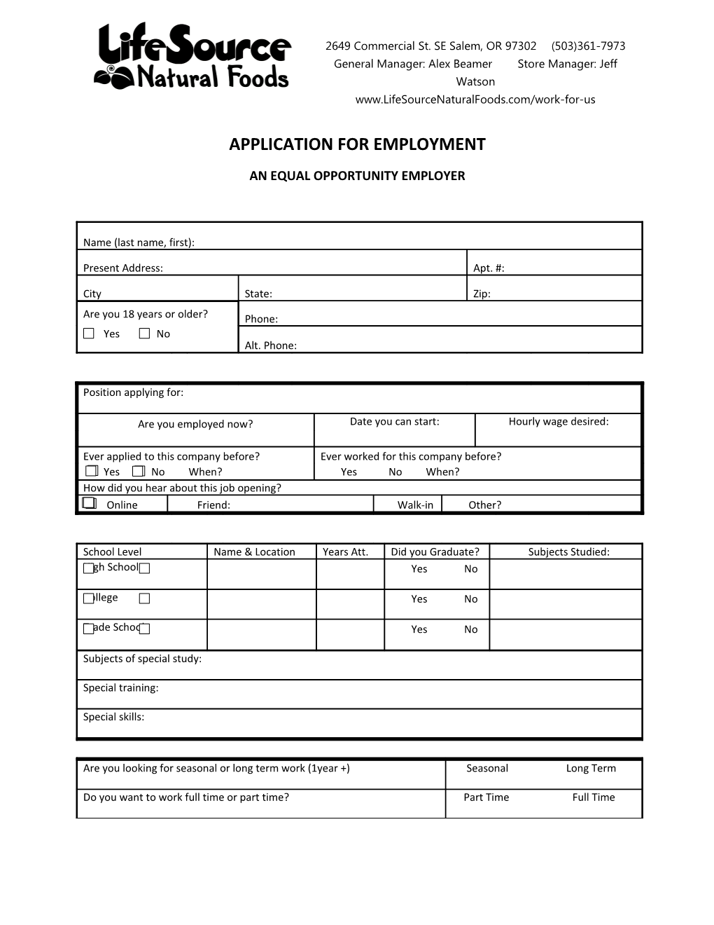 Application for Employment s59
