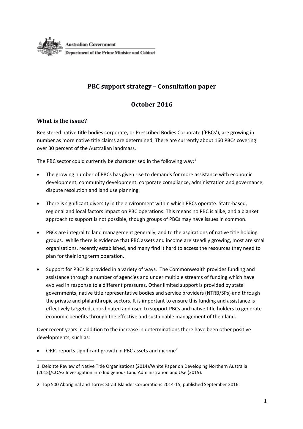 PBC Support Strategy Consultation Paper