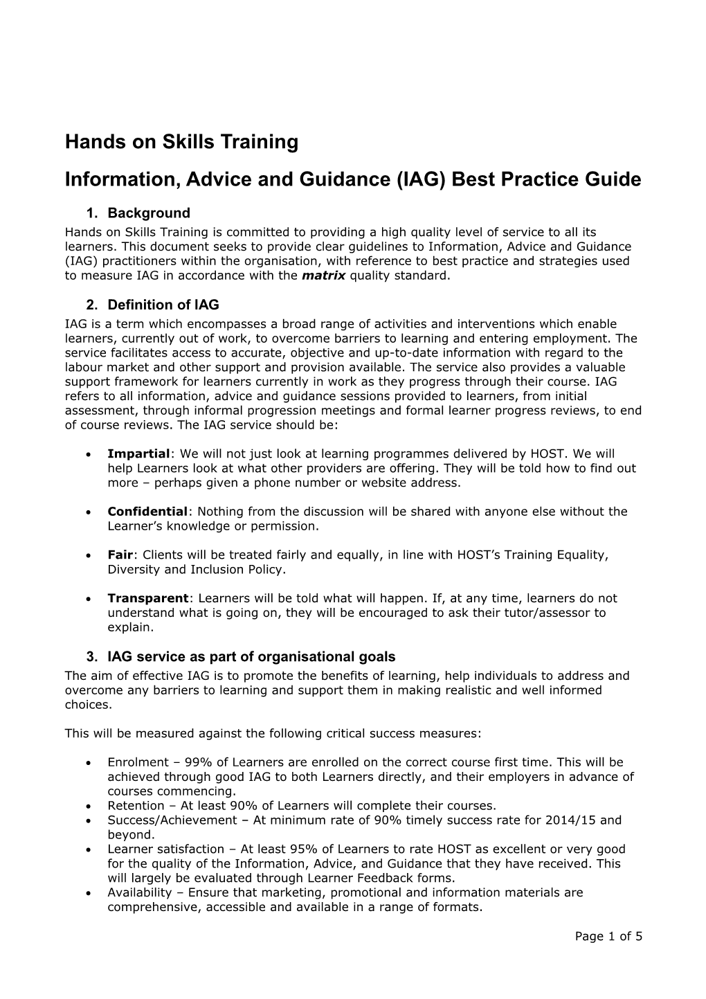Information, Advice and Guidance (IAG) Best Practice Guide