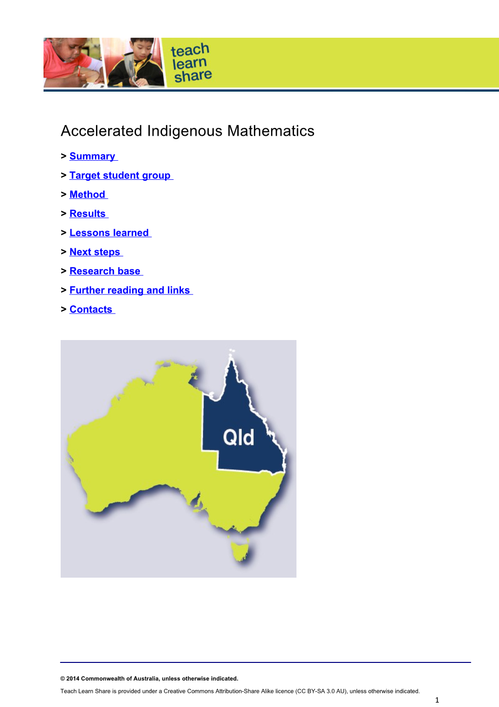 Accelerated Indigenous Mathematics