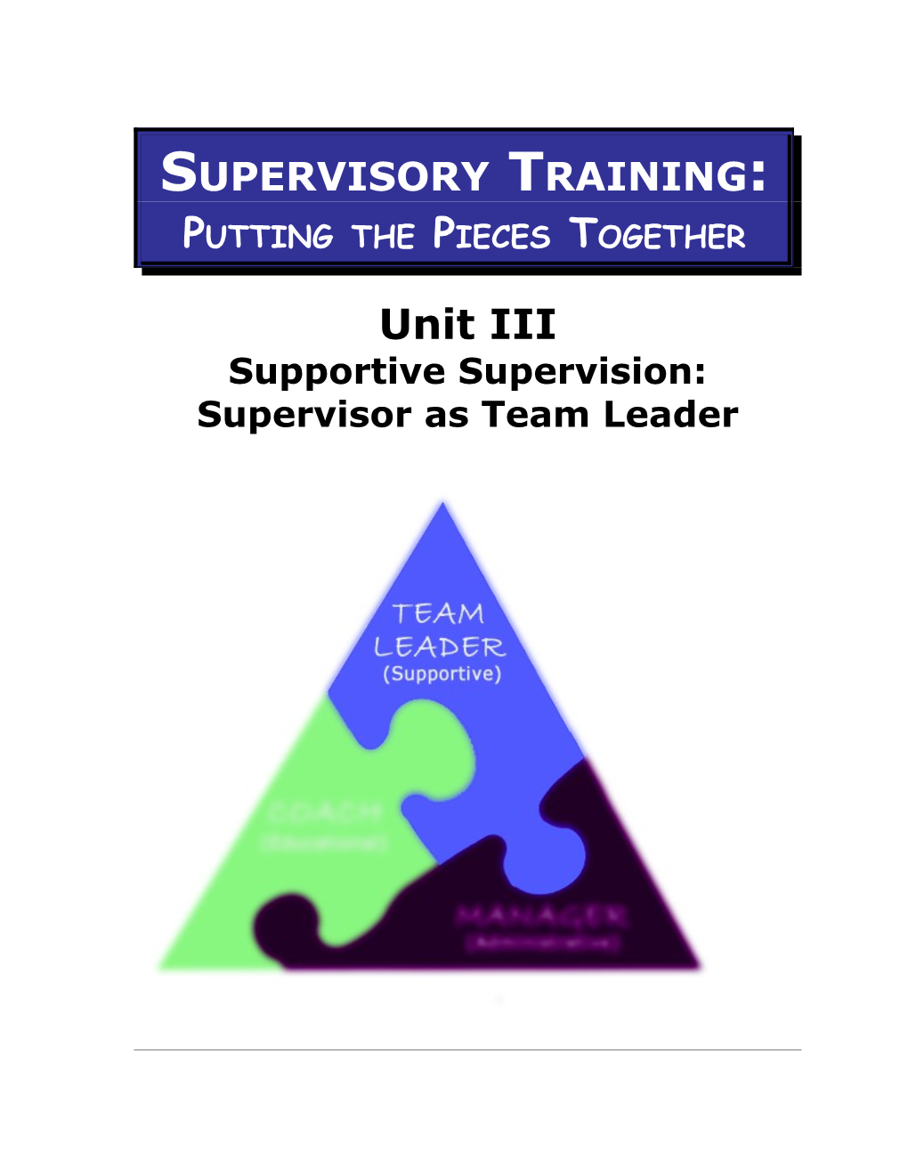 Module 3: Supportive Supervision (3 Days)