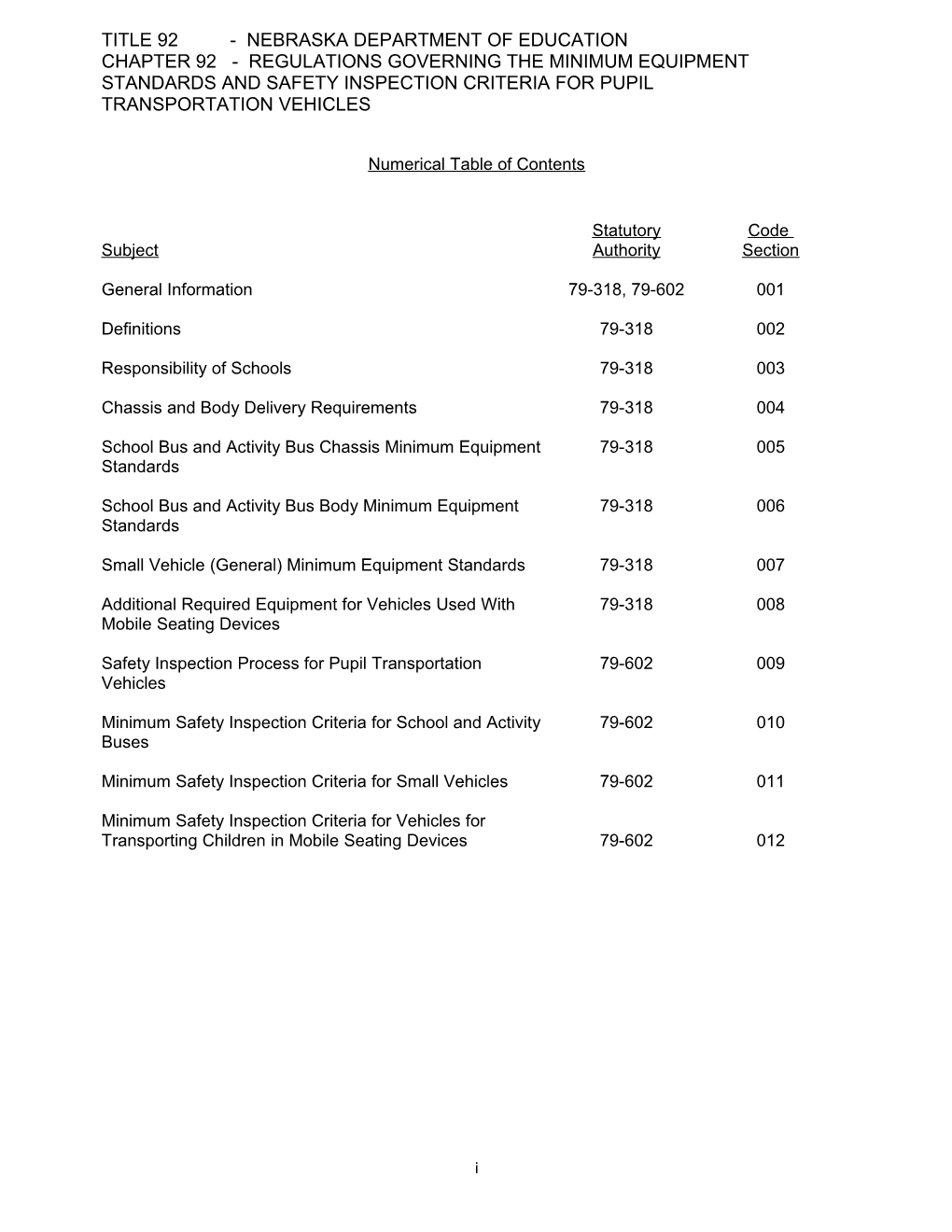 Title 92 - Nebraska Department of Education