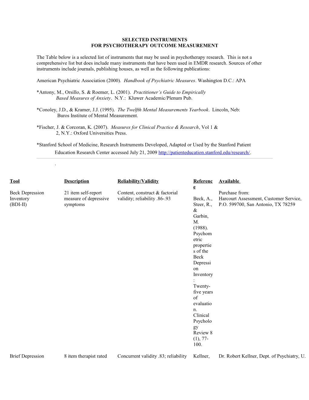 For Psychotherapy Outcome Measurement