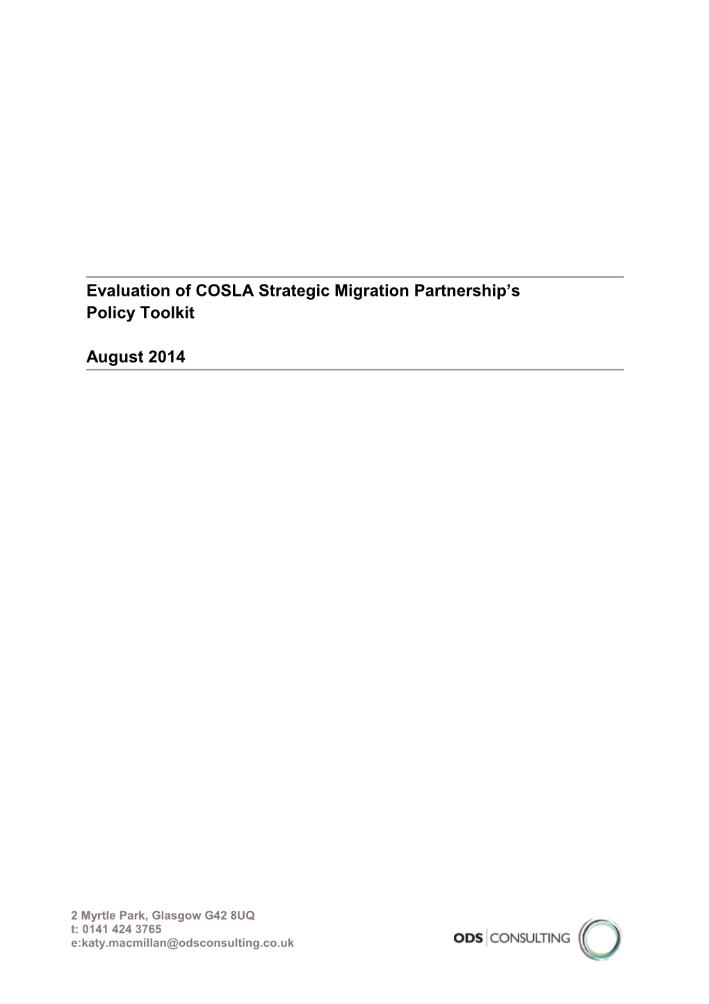 Evaluation of COSLA Strategic Migration Partnership S