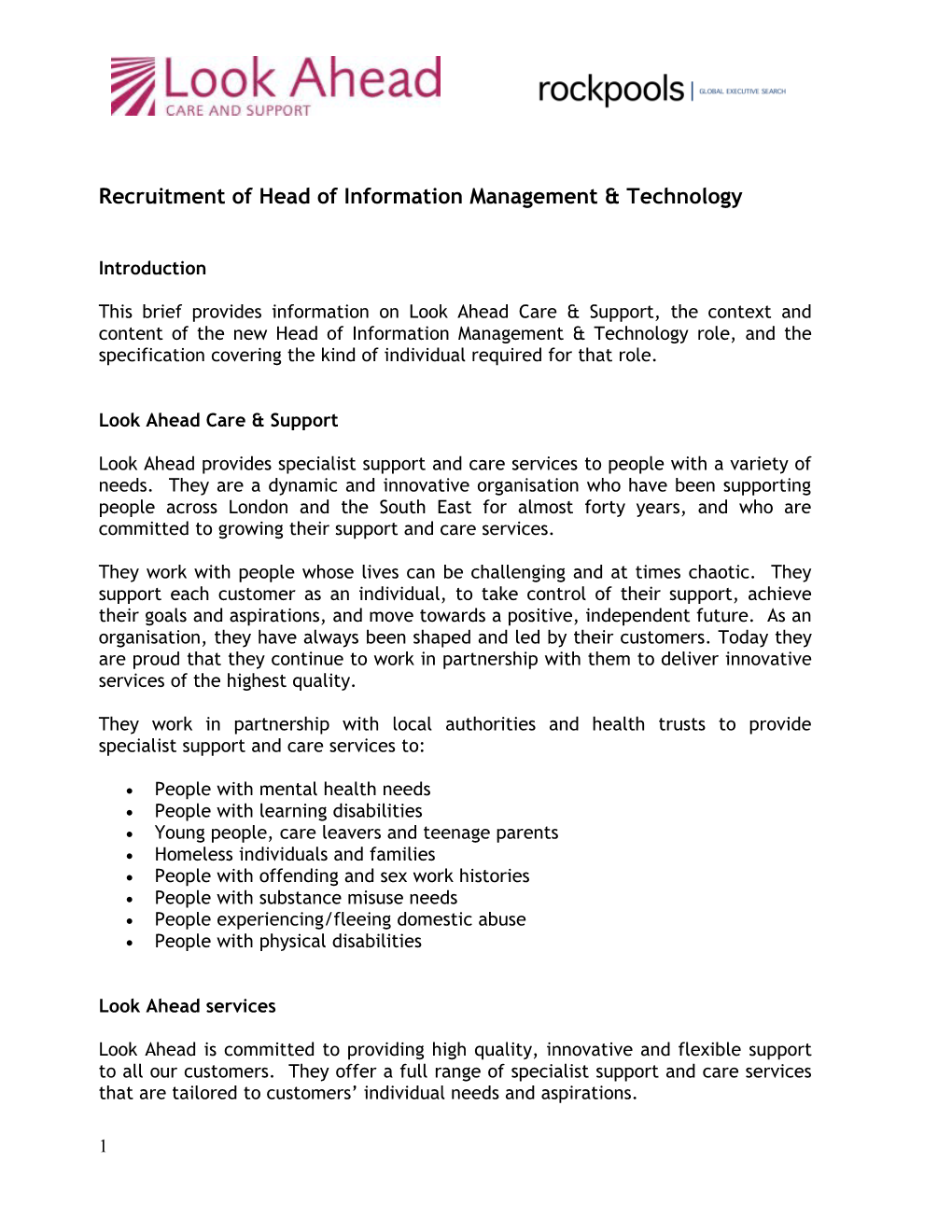 Recruitment of Head of Information Management & Technology