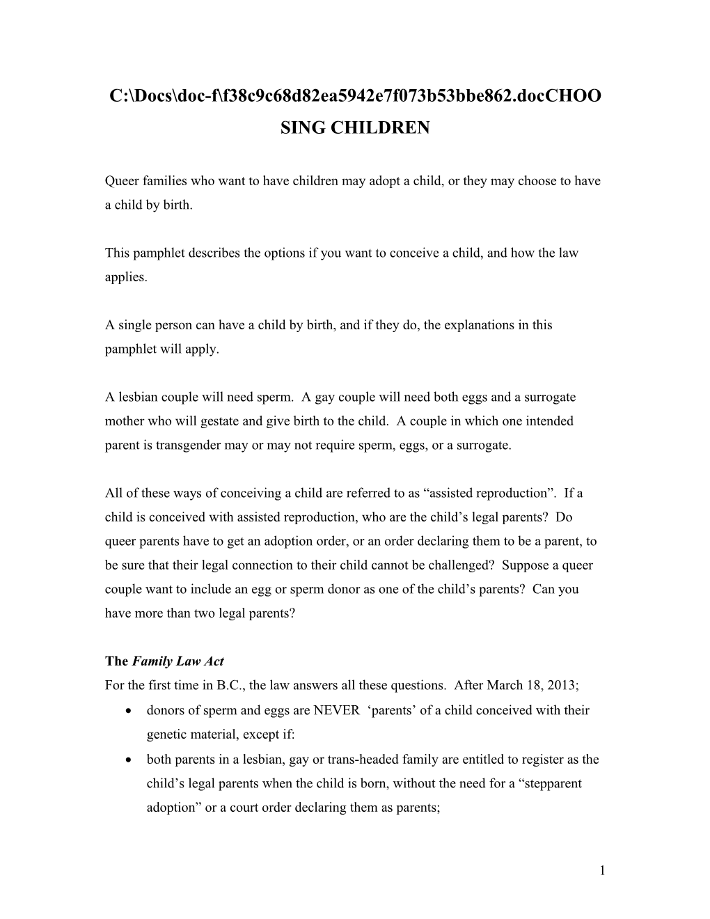 N: Bjf Website Outlaw Master Current Web Word and Pdfs Choosing Children CHOOSING CHILDREN