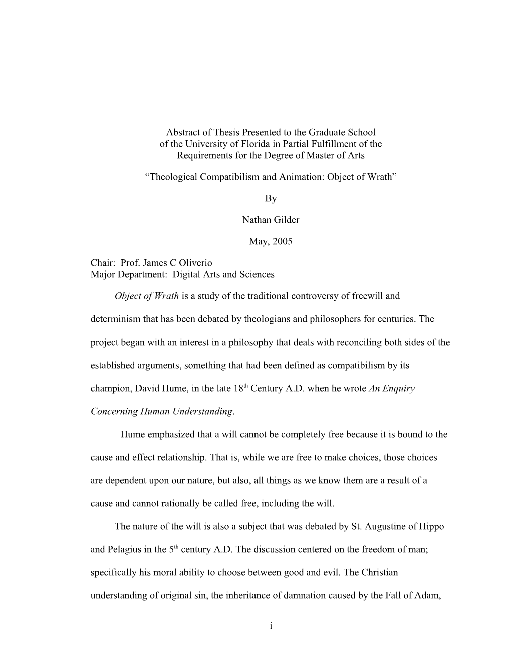 Abstract of Thesis Presented to the Graduate School