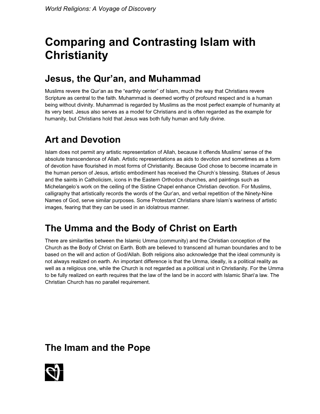 Comparing and Contrasting Islam with Christianity